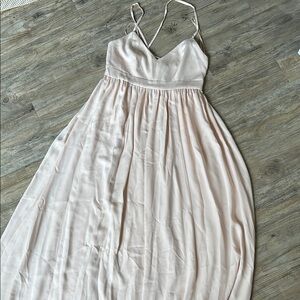 J Crew Light Pink Formal Spaghetti Strap Cross Back Bridesmaid Dress